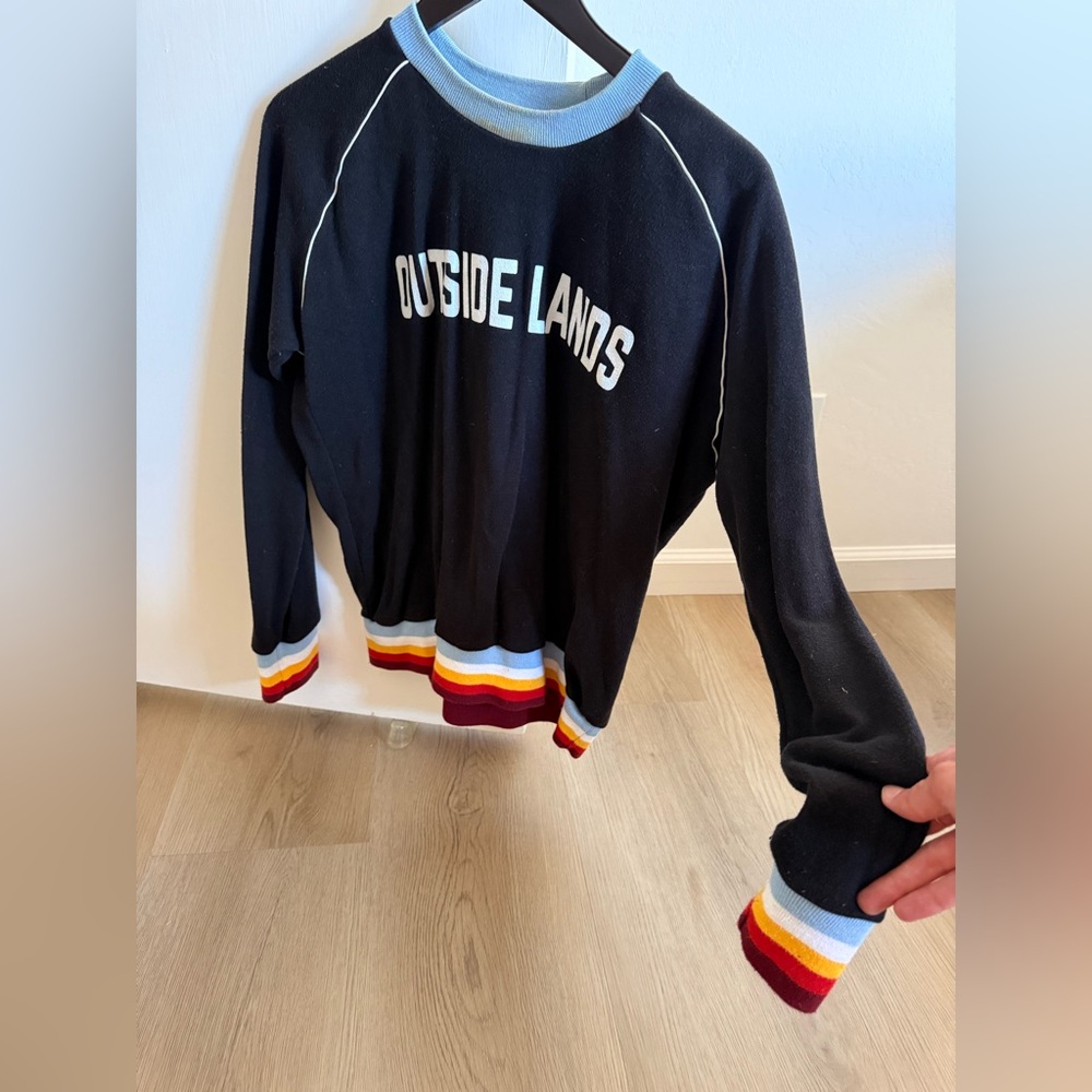 Black Outside Lands Sweatshirt with Colorful Stripes